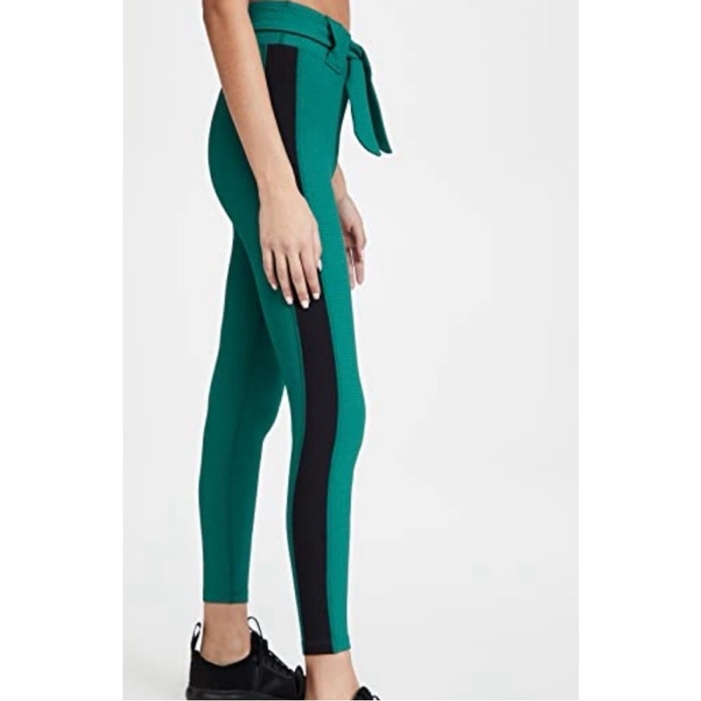 Year of Ours Thermal‎ Ski Belted Leggings M Medium Green Black Stripe Waffle - Picture 3 of 8